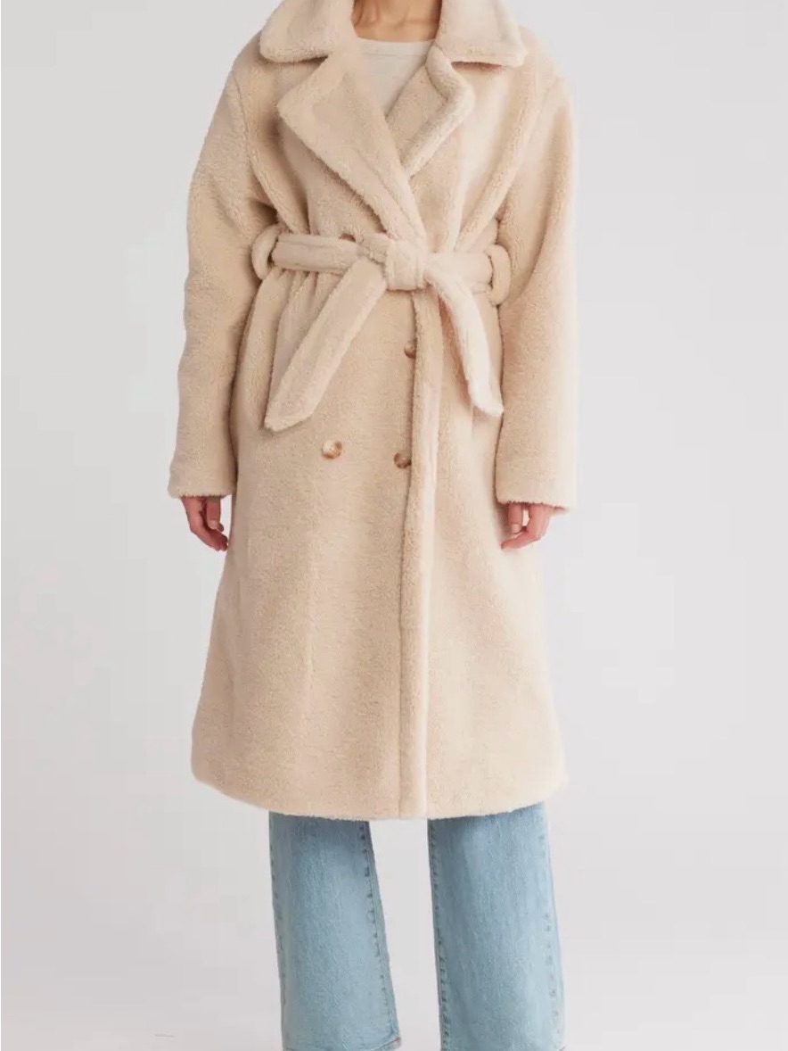 Blanknyc Tie Waist Faux Shearling Coat Size Small